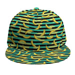 Teal Striped Banana Pattern Print Snapback Cap