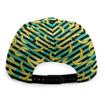 Teal Striped Banana Pattern Print Snapback Cap