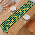 Teal Striped Banana Pattern Print Table Runner