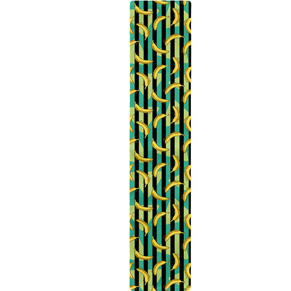 Teal Striped Banana Pattern Print Table Runner