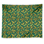Teal Striped Banana Pattern Print Tapestry