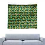 Teal Striped Banana Pattern Print Tapestry