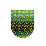 Teal Striped Banana Pattern Print Toilet Lid Cover