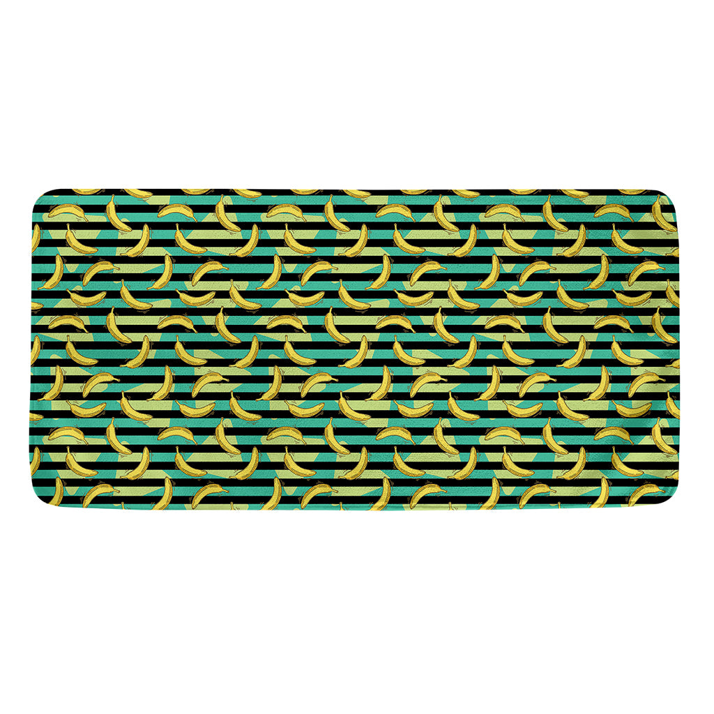 Teal Striped Banana Pattern Print Towel
