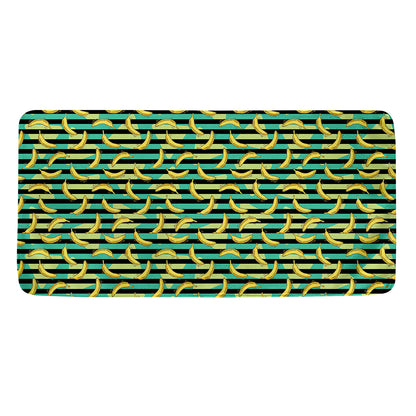 Teal Striped Banana Pattern Print Towel