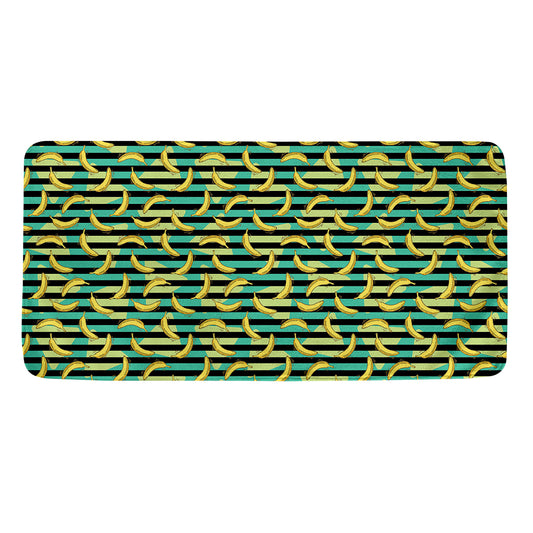 Teal Striped Banana Pattern Print Towel