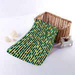 Teal Striped Banana Pattern Print Towel