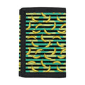 Teal Striped Banana Pattern Print Trifold Wallet