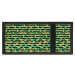 Teal Striped Banana Pattern Print Trifold Wallet