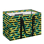 Teal Striped Banana Pattern Print Utility Tote Bag