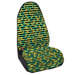 Teal Striped Banana Pattern Print Waterproof Car Seat Cover