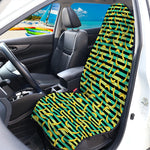 Teal Striped Banana Pattern Print Waterproof Car Seat Cover