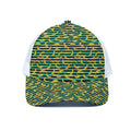 Teal Striped Banana Pattern Print White Mesh Trucker Hat