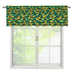 Teal Striped Banana Pattern Print Window Valance