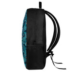 Teal Sugar Skull Flower Pattern Print 17 Inch Backpack