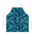 Teal Sugar Skull Flower Pattern Print Adjustable Apron