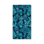 Teal Sugar Skull Flower Pattern Print Baby Crib Sheet