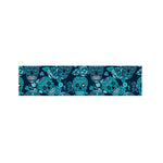 Teal Sugar Skull Flower Pattern Print Bed Runner