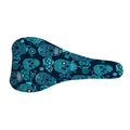 Teal Sugar Skull Flower Pattern Print Bicycle Seat Cover