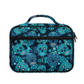 Teal Sugar Skull Flower Pattern Print Briefcase Bible Bag