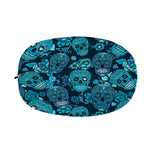 Teal Sugar Skull Flower Pattern Print Car Side Mirror Covers