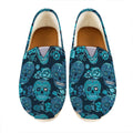 Teal Sugar Skull Flower Pattern Print Casual Shoes