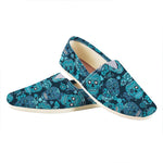 Teal Sugar Skull Flower Pattern Print Casual Shoes