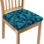 Teal Sugar Skull Flower Pattern Print Chair Cushion Cover