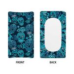 Teal Sugar Skull Flower Pattern Print Changing Pad Cover