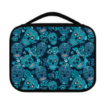 Teal Sugar Skull Flower Pattern Print Classic Bible Case