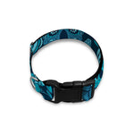 Teal Sugar Skull Flower Pattern Print Dog Collar