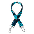 Teal Sugar Skull Flower Pattern Print Dog Seat Belt