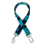 Teal Sugar Skull Flower Pattern Print Dog Seat Belt