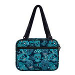 Teal Sugar Skull Flower Pattern Print Double Strap Bible Bag
