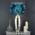 Teal Sugar Skull Flower Pattern Print Drum Lamp Shade