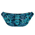 Teal Sugar Skull Flower Pattern Print Fanny Pack