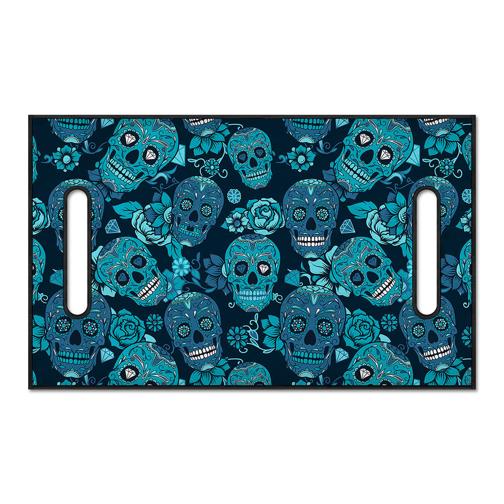 Teal Sugar Skull Flower Pattern Print Golf Cart Seat Cover