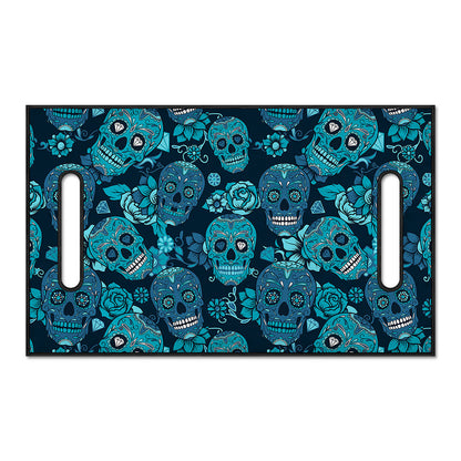 Teal Sugar Skull Flower Pattern Print Golf Cart Seat Cover