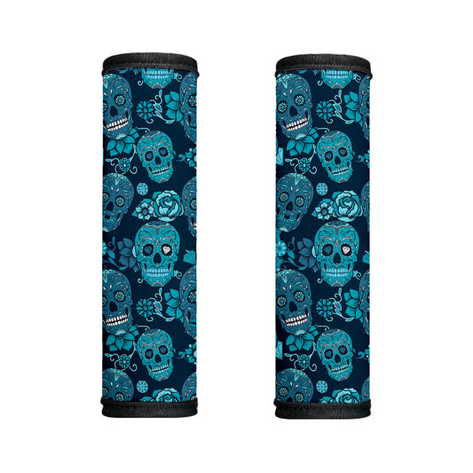 Teal Sugar Skull Flower Pattern Print Handle Covers