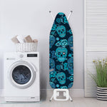 Teal Sugar Skull Flower Pattern Print Ironing Board Cover