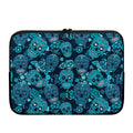 Teal Sugar Skull Flower Pattern Print Laptop Sleeve