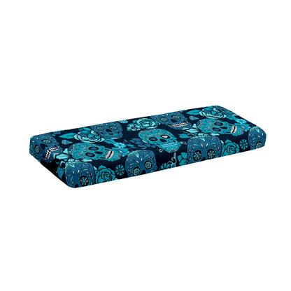 Teal Sugar Skull Flower Pattern Print Piano Keyboard Cover
