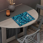 Teal Sugar Skull Flower Pattern Print Placemat