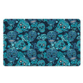 Teal Sugar Skull Flower Pattern Print Polyester Doormat