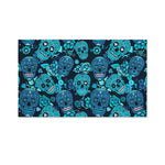 Teal Sugar Skull Flower Pattern Print Polyester Flag