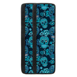 Teal Sugar Skull Flower Pattern Print Refrigerator Handle Covers