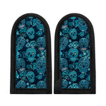 Teal Sugar Skull Flower Pattern Print Skillet Handle Cover