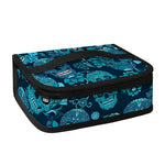 Teal Sugar Skull Flower Pattern Print Small Lunch Bag