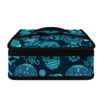 Teal Sugar Skull Flower Pattern Print Small Lunch Bag