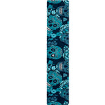 Teal Sugar Skull Flower Pattern Print Table Runner